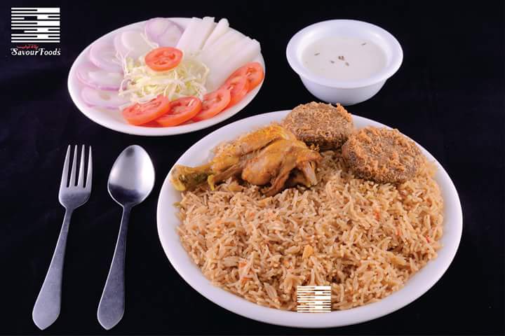 Single (Rice, Chicken Piece, Two Shami Kabab, Fresh Salad & Raita)